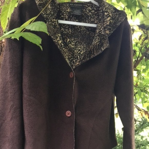 Cute & Sexy, Fall, EUC, Brown Jacket with Leopard Skin lining, & Hood  S - Picture 1 of 4